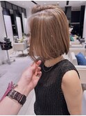 大人ナチュラルハイライト透明感カラー髪質改善ミニボブ