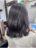 ミディアムヘア/ダブルカラー/アッシュグレー
