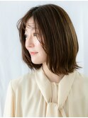 大人可愛いココアブラウン切りっぱなしロブc古河20代30代40代