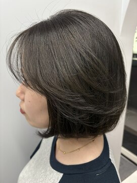 エン(en) 【美髪カラー】ワンカールアンニュイボブ×ダークグレージュ