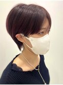 ショート×ワインレッド