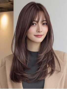 モモ(momo) ロンググレージュ韓国ヘアオリーブベージュ_m0003