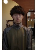 マッシュウルフ波巻きスパイラルパーマメンズパーマ眉毛カット