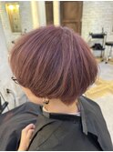 〈キシタクヘアー〉マッシュショート×ピンクベージュ