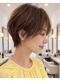 ショートカット×丸みショート×薄め前髪×透明感カラー