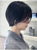 *40代50代前髪なしハンサムショート丸みショートレイヤー