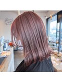 ダブルカラーで染めたピンクベージュ