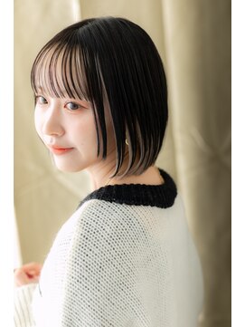 モッズヘア 越谷(mod's hair) □ミストバングインナーカラー黒髪ミニボブ401★越谷10代20代