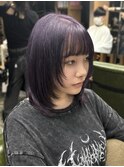 ラベンダーパープル×顔まわりシャギーレイヤー
