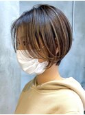 武蔵小杉大人ショートレイヤーカットベージュカラー丸みボブ30代