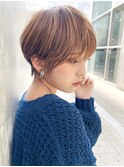 【似合わせ】小顔/フェザーショート/アプリコットオレンジ