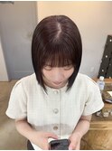 ぱっつんボブ/ボブ/暖色カラー