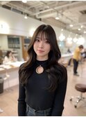 小顔外ハネミディアムアッシュ20代30代40代くびれミディ韓国ヘア