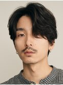 センターパートニュアンスパーマワンカールパーマ韓国コンマヘア