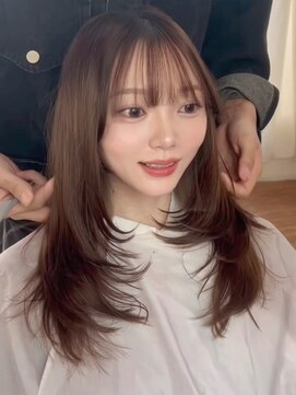 バイオレット 表参道店(Violet) ミディアムレイヤーシャギーカットシースルーバングブラウン