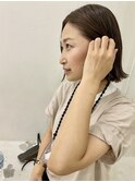 ラベンダーアッシュ×ぱっつんボブ