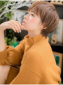 斜めバング暖色系カラー小顔ショートウルフa志木20代30代40代