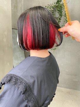 テトヘアー(teto hair) インナーカラー　ボブ　デザインカラー　内巻きボブ