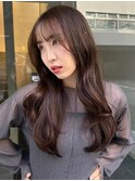 顔周りレイヤーカットくびれヘアミルクティーベージュカラー