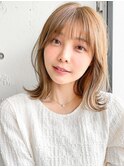 ◎ミニウルフホワイトグレージュデジタルパーマチェリーブラウン