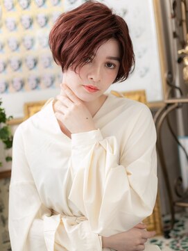 カバーヘア イヴ 戸頭店(COVER HAIR EVE) ベージュピンクくせ毛風大人ボブショートc6戸頭20代30代40代