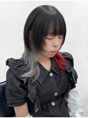 ウルフカット＋レッドシルバーカラー