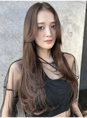 フェミニンカール大人ヘアモテ髪前髪パーマオフィスヘア