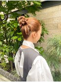 ヘアアレンジ/ねじりおだんごヘア/お呼ばれヘア