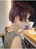 モードフェミニンミニボブボルドーワインレッド大人かわいい