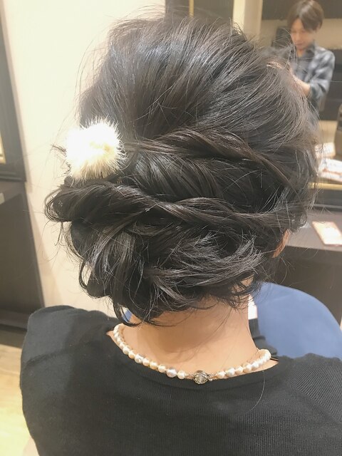 ボブでもアップスタイル　パーティーヘアセット