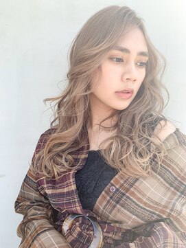 アルバム 銀座(ALBUM GINZA) かきあげロング_耳かけウェーブパーマフォギーベージュ_67296