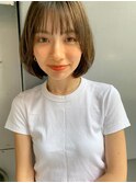 大人かわいい小顔シースルー切りっぱなしボブ