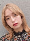 くびれボブ/カーキグレージュ/大人かわいい/フェザーバング