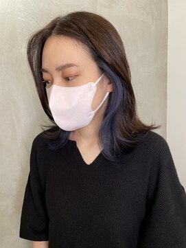 アンダーバーホワイトモデ 河内長野(_WHITE mode) ◎イヤリングカラー×インディゴブルー　河内長野×千代田