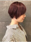 ピンクベージュ ブリーチなしカラー 20代30代 チェリーブラウン