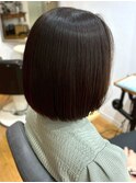 オリーブアッシュ 透明感カラー 丸みボブ 髪質改善 20代