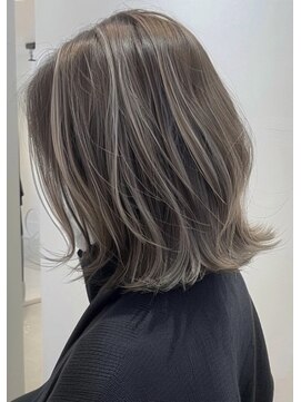 ネックス 表参道本店(nex) デザインカラーレイヤーカットウェットヘアオリーブベージュ白髪