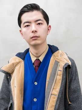 スー 渋谷(suu) メンズショートセンターパートビジネスヘアメンズパーマツーブロ