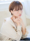 愛され前下がり丸みショートボブデザインカラー