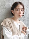 前髪なしボブ/くすみカラー オリーブカラー くびれショート 小顔