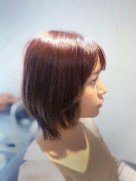 エイト 横浜店(EIGHT) ひし形シルエットボブ・イノアカラー☆アプリコットピンク