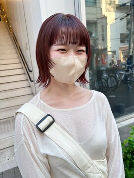 カフ(CAF) CAF松本【暖色系カラー×顔周りのみウルフレイヤー外ハネボブ】