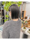 ハイライトグレージュ×ボブ