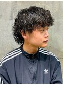 波巻きツイストスパイラル MIXパーマ 束感 マッシュウルフ