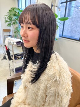 アム(amu) 顔まわりレイヤー/ロングレイヤー/縮毛矯正/ロングウルフ