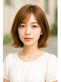 原宿レイヤーボブくびれボブ透明感カラーナチュラルベージュ前髪