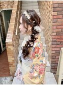 卒業式　袴着付け ゆるふわ編みおろし ヘアセット金箔  横浜★