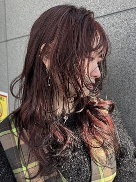 マッシュ アドベ 八戸ノ里(MASHU ADOBE) ブリーチ無しで可愛い赤カラー