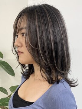 エリマ 調布(elima) 調布白髪ぼかしハイライトミディアムボブアッシュベージュカラー