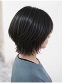 大人可愛いショート平行切りっぱなしボブナチュラルブラウン